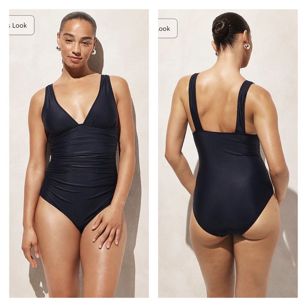 J.Crew Magenta Orchid Ruched V Neck One Piece Swimsuit Sz.8 NWT - Picture 3 of 11